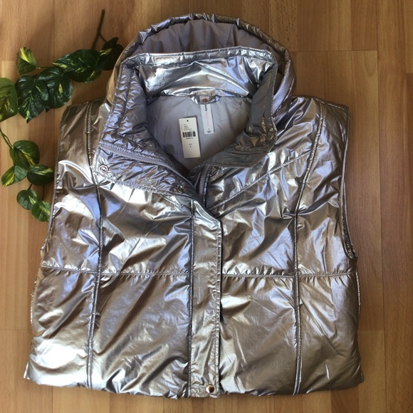 Daily Practice by Anthropologie Silver Metallic Puffer Vest - Picture 9 of 16